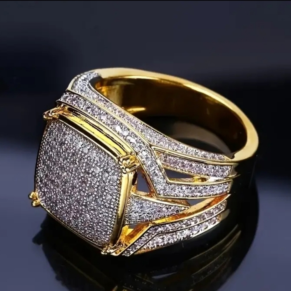 Mens full Rhinestone ring CZ - Picture 2 of 3